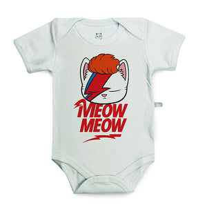 Body manga curta Gato Bowie Branco