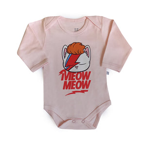 Body manga longa Gato Bowie Rosa