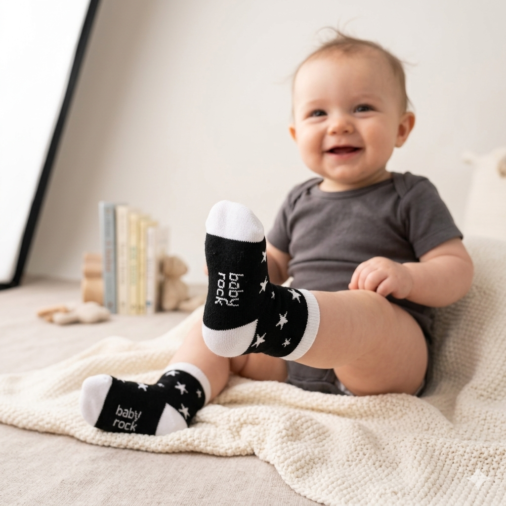 Kit 3 Meias Bebê Cano Curto Baby Rock  Caveirinha, Estrela, Listras