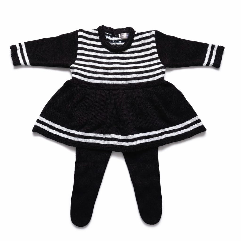 Kit Saida de Maternidade Vestido Listrado Preto