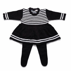 Kit Saida de Maternidade Vestido Listrado Preto