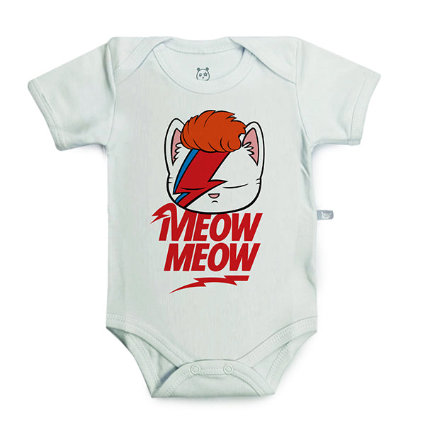 Body manga curta Gato Bowie Branco