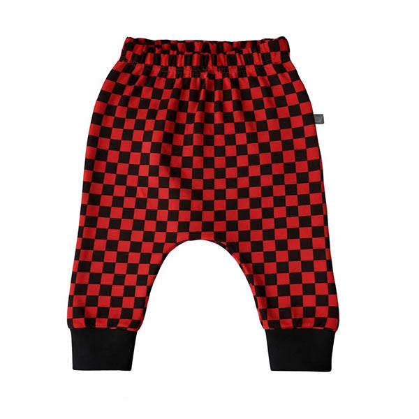 Calça Saruel Bebê Xadrez Quadriculado Vermelha