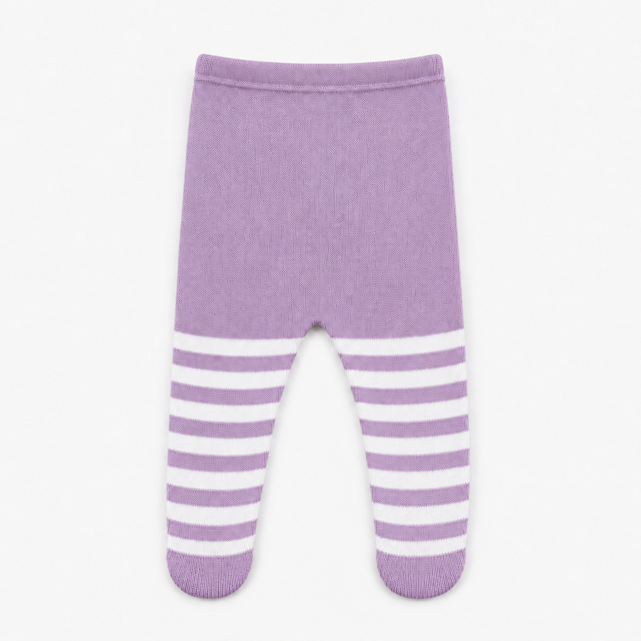 Vestido Saída de Maternidade Tricot Caveirinhas com  Calça Listrada Lilás