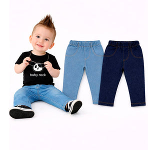 kit 2 calças Meu Primeiro Jeans Azul Claro Delave e Azul Escuro