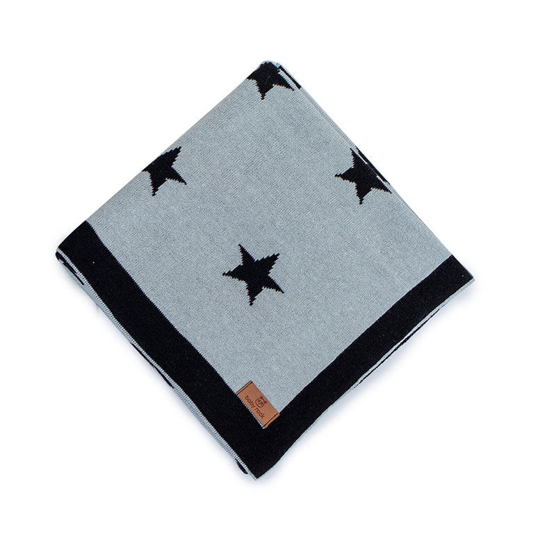 Manta Azul de Tricot Star com Estrelinhas