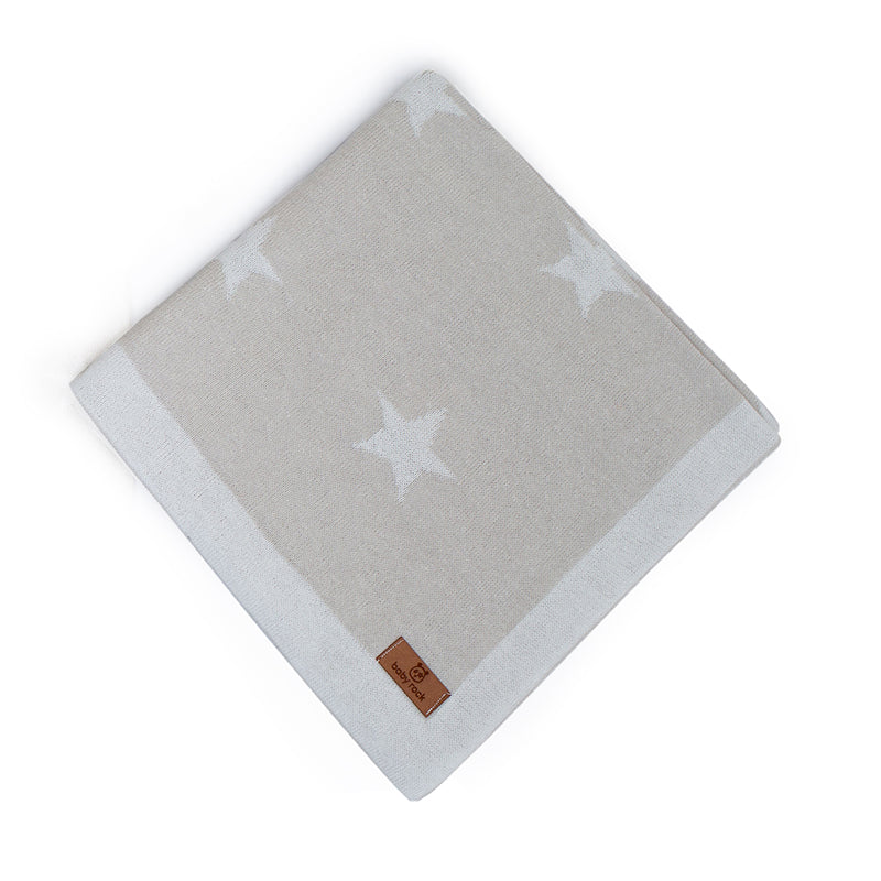 Manta Cinza Areia de Tricot Star com Estrelinhas