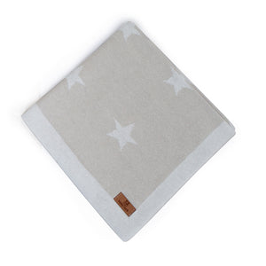 Manta Cinza Areia de Tricot Star com Estrelinhas