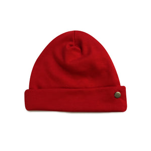 Touca gorro vermelho em malha para bebê