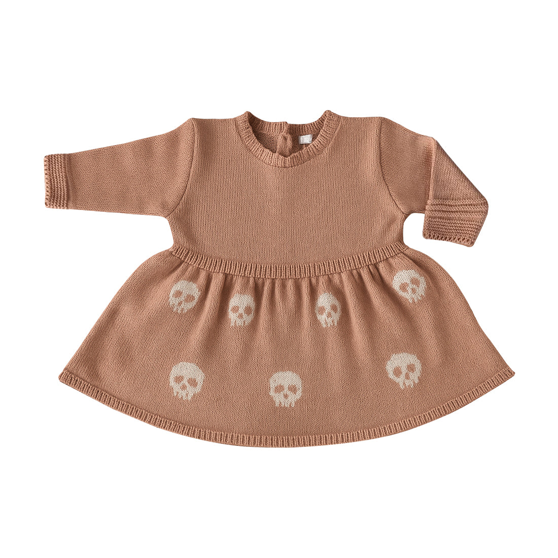 Vestido Saida de Maternidade Tricot Caveirinhas Calça Listrada Rosa